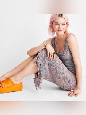 Future Collective with Alani Noelle Crochet Fringe Hem Boho Midi Dress